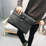 New Fashion Leather Clutch Mens Designer Bags Personality Button Big Envelope Bag Retro Document Handbag Male Business Briefcase