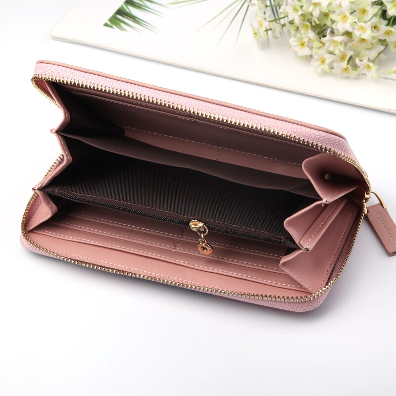 Kylethomasw Geometric Women Wallets with Zipper Pink Phone Pocket Purse Card Holder Patchwork Women Long Wallet Lady Coin Purse carteira