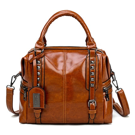 Luxury Handbags Women Bags Designer Vintage Oil Wax Leather Ladies Shoulder Bag Large Capacity Female Messenger Bags Casual Tote