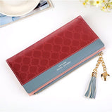 Kylethomasw New Long tassel zipper purse pink female Purse double Color leather wallets for Euro Holder for cards money bag for girls purse