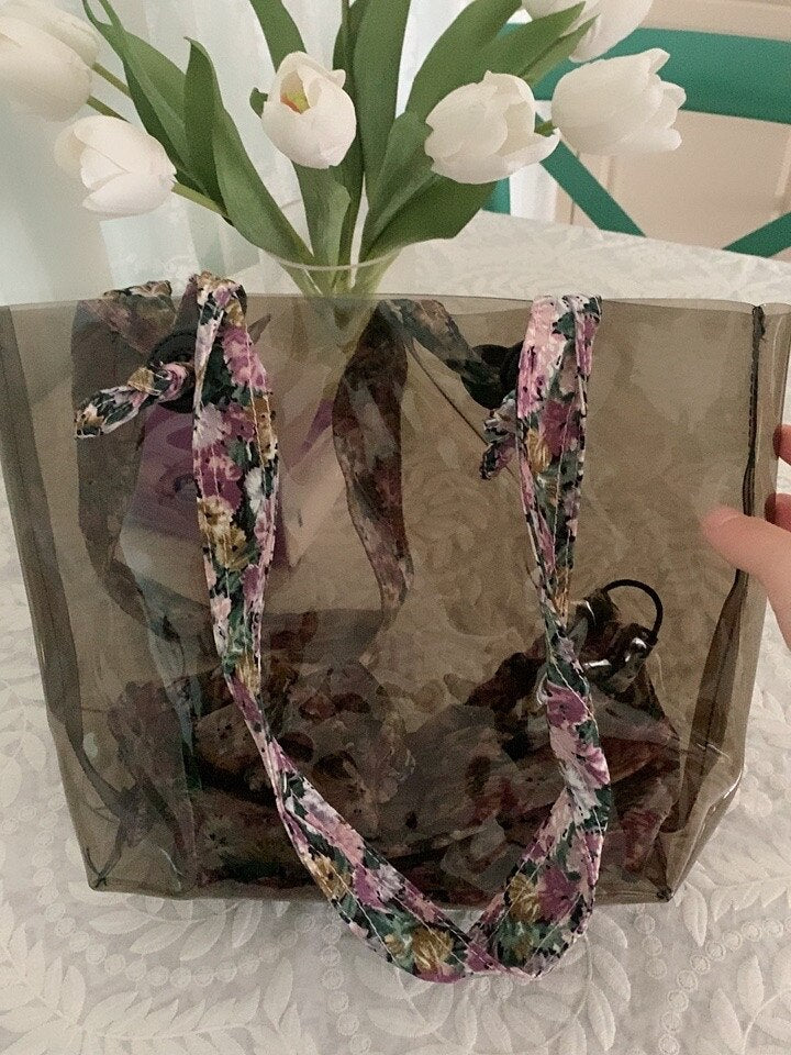 Kylethomasw Transparent PVC Women Shoulder Bag Large Capacity Jelly Beach Bags femme handbags ladies totes Composite Bag Floral underarm bag