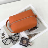 Kylethomasw Customized Letters  Cow Leather High Quality Wash Bag Large Capacity Genuine Leather Travel Portable Cosmetic Bag For Women