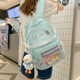 Lady Cute Transparent College Backpack Female Badge Laptop Student Bag Girl Travel Book Backpack Fashion Women Kawaii School Bag