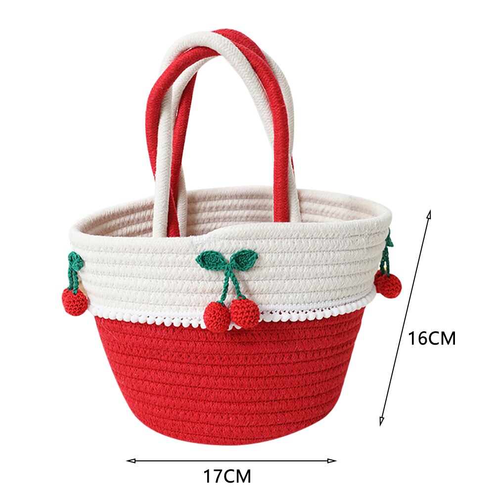 2022 Woman Sweet Cherry Straw Handbag Handmade Woven Crochet Totes Bag Ladies Summer Beach Seaside Holiday Clutch Bags for Girl