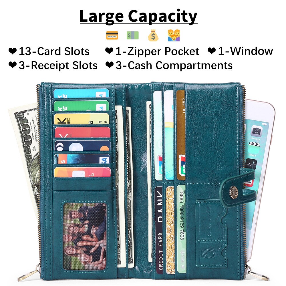 Kylethomasw Women Wallets Fashion Long Genuine Leather Top Quality Card Holder Clutch Classic Female Purse Zipper Brand Wallet For Women