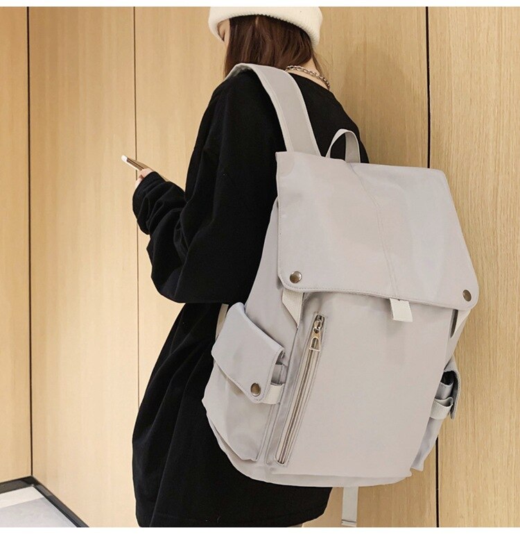 Kylethomasw Korean Cool Backpack For Women Men Simple Pure Color Waterproof School Bags For Teenage Girls Collage Student Book Bag Mochilas