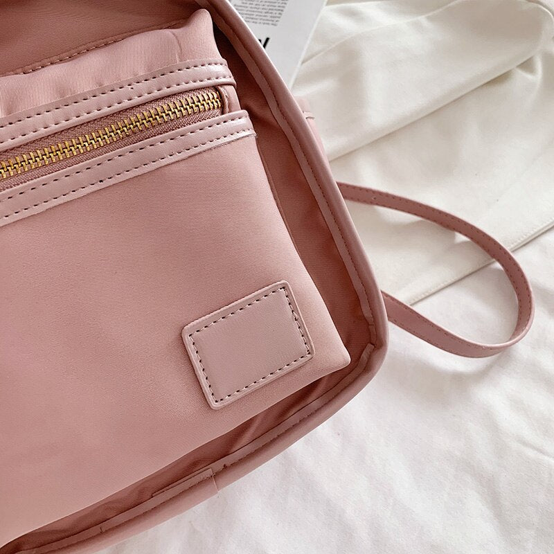 Fashion Women Backpack Small Nylon Bagpack for Teenage Girls New Designer Mini Backpacks Pu Female’s Shoulder Bag Female Purse