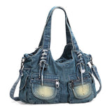 Kylethomasw Denim Women's Shoulder Bag Harajuku High Capacity Ladies Handbags Canvas Shopping Travel Female Tote Bag Jeans Crossbody Bag