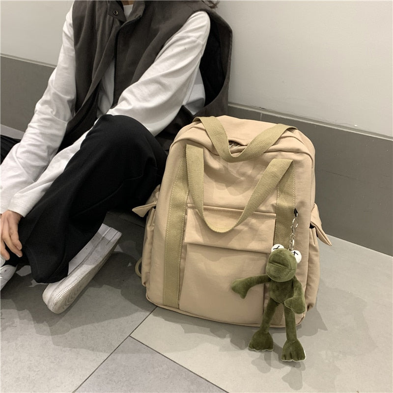 Fashion New Solid Women'S Backpack Simple School Bag for Teenage Girls Shoulder Travel Bag School Backpacks Canvas Backpack Men