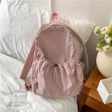 Kylethomasw Lightweight Nylon Women's Bag Youth Zipper Backpack Bag Middle Backpack Korean Preppy Style Ladies Pink Travel Shoulder Bag