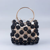 2022 Black Luxury Party Bag Hand Beaded Evening Bag High Quality Women's Hollow Bag Fashion Handbag Z404