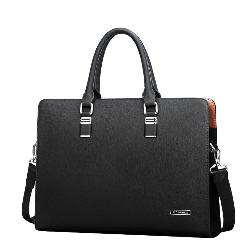Business Men Genuine Leather Briefcase Bag Computer File Package Shoulder Messenger Bag High Quality 14 inch Laptop Briefcases