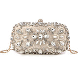 Kylethomasw Women's Evening Clutch Bag Party Purse Luxury Wedding Clutch For Bridal Exquisite Crystal Ladies Handbag Apricot Silver Wallet