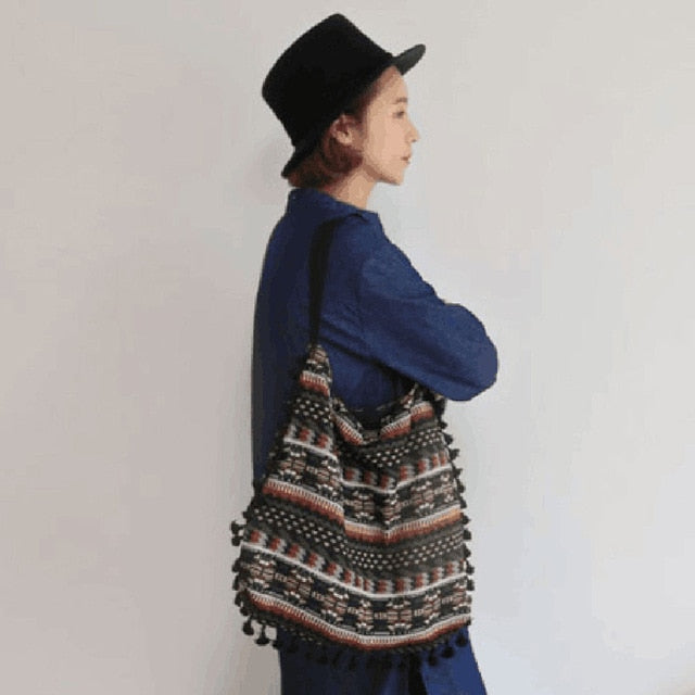 Kylethomasw  New Vintage Bohemian Fringe Shoulder Bag Women Tassel Boho Hippie Gypsy Fringed Women's Handbags Open Bag Bags