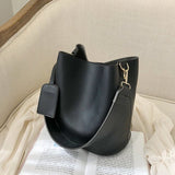 2piece/set Fashion Designer Pu Leather Women's Handbags Good Casual Ladies Tote Female Black Bucket Women Shoulder Crossbody Bag