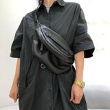 Genuine Leather Chest Shoulder Bag Cool Crossbody Packs for Woman Cowhide Female Spring High Quality Belt Saddle Shoulder Bags