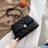 Casual Small Black PU Leather Crossbody Bags For Women 2021  Chain Shoulder Handbags Women's Branded Trending Hand Bag