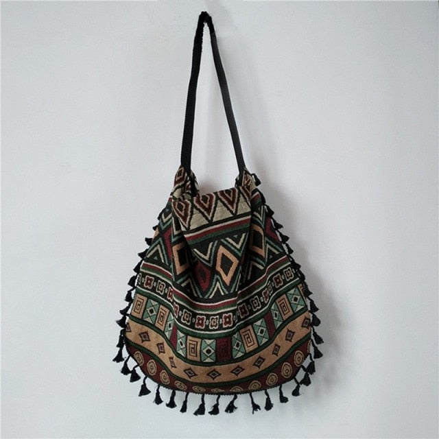 Kylethomasw  New Vintage Bohemian Fringe Shoulder Bag Women Tassel Boho Hippie Gypsy Fringed Women's Handbags Open Bag Bags