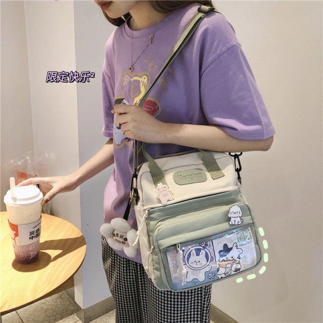 Korean Style Cute Mini Backpacks Women Waterproof Nylon Small Shoulder Bags for Teenage Girls Schoolbags Flower Travel Backpack