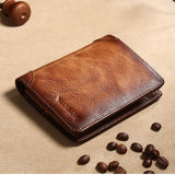 ManBang 2021 HOT Genuine Leather Men Wallet Small Mini Card Holder Male Wallet Pocket Retro purse High Quality