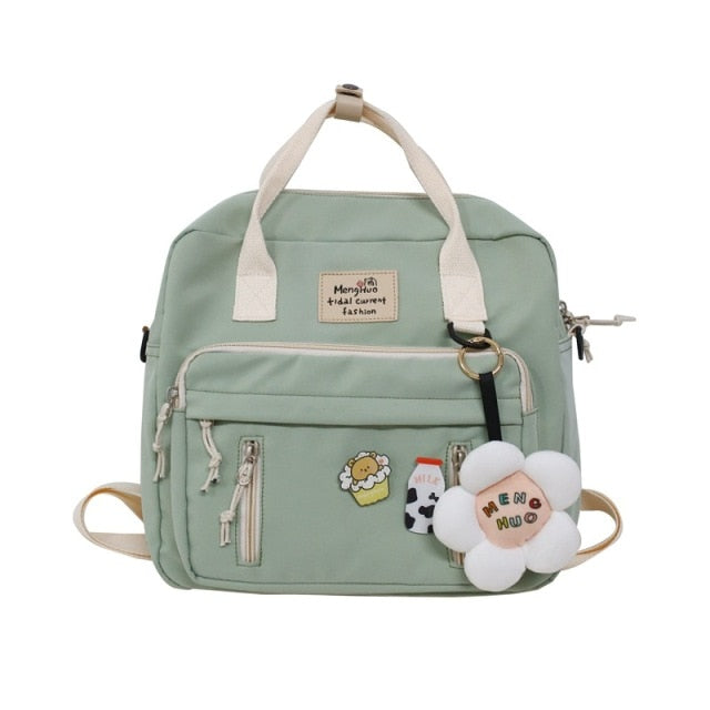Korean Style Canvas Small Mini Backpack For Women bag for school girl 2021 Flower Backpack Female small schoolbag badge backpack